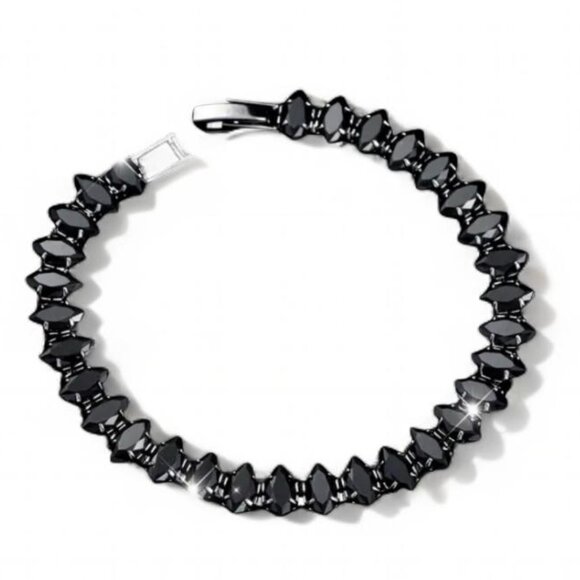 TENNIS BRACELET - Hypoallergenic Copper Plated with Synthetic Zirconia - BLACK - Picture 1 of 6